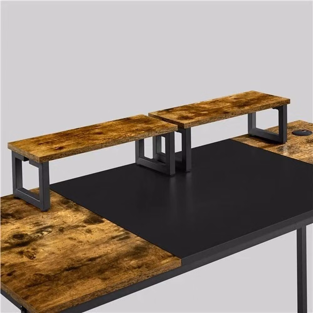 Kelvenix Computer Desk with Movable Monitor Stand in Brown and Black, W/D/H: 100 x 60 x 89.5 cm – 2