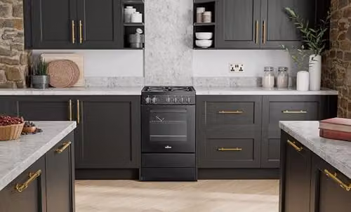 Willow WE50SSB 62L Freestanding Electric Single Cavity Cooker with Solid 4 Zone Plate Hob, Black, W: 50 cm, H: 90 cm, D: 60 cm – 6
