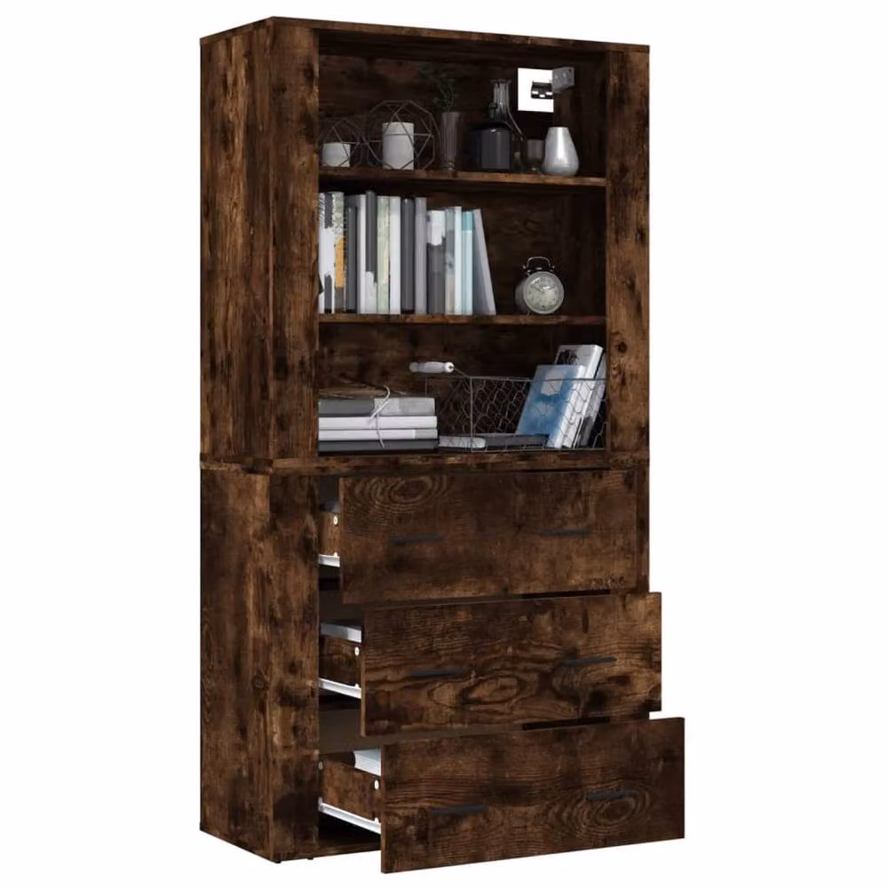 Berkfield Home Smoked Oak Highboard in Brown – 4