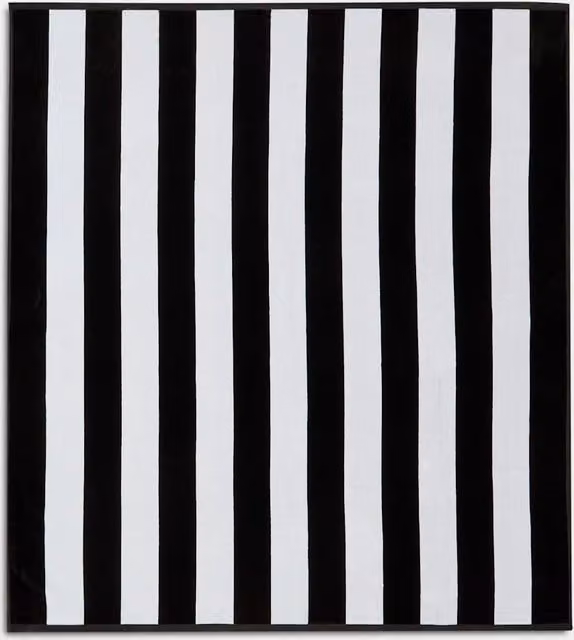 M&S Extra Large Striped Cotton Beach Towel in Black Mix