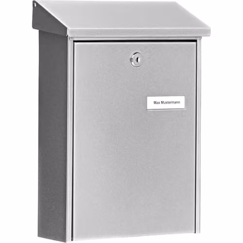 Burg-Wächter Silver Galvanised Steel Wall Mailbox with Cover, H x W x D: 22.5 x 30.5 x 7.5 cm