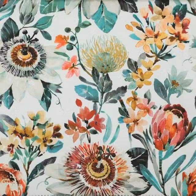 Clarke & Clarke Paradise Fabric in Russet and Multicolour