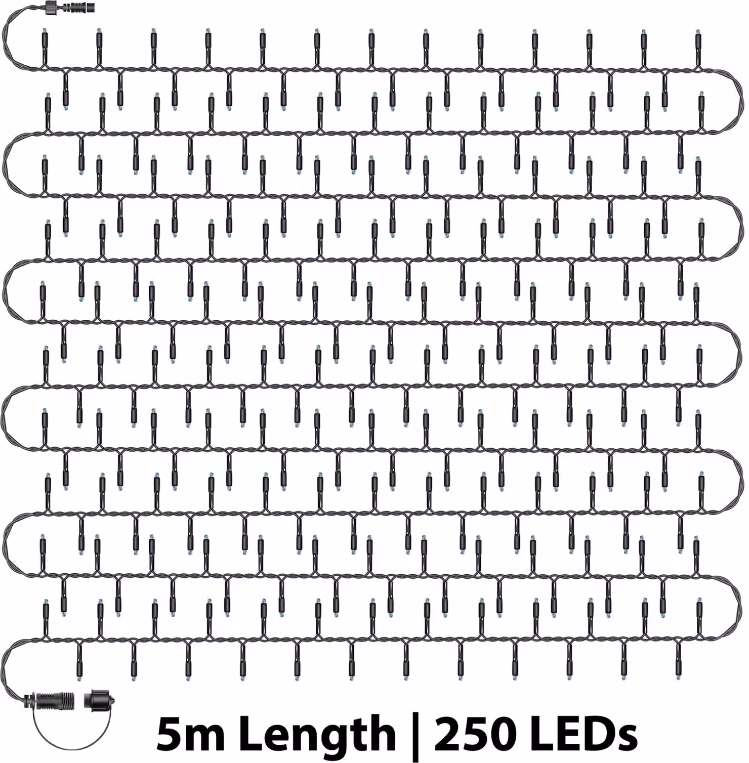 Xmas Haus 250 LED Christmas Cluster Lights with Black Rubber Cable and Copper Gold Glow, 5m, IP65 Waterproof – 2