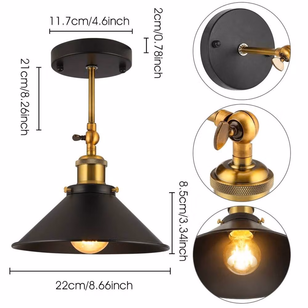 Kelvenix Industrial Metal Wall Light in Black and Copper with Adjustable Cone Design – 2