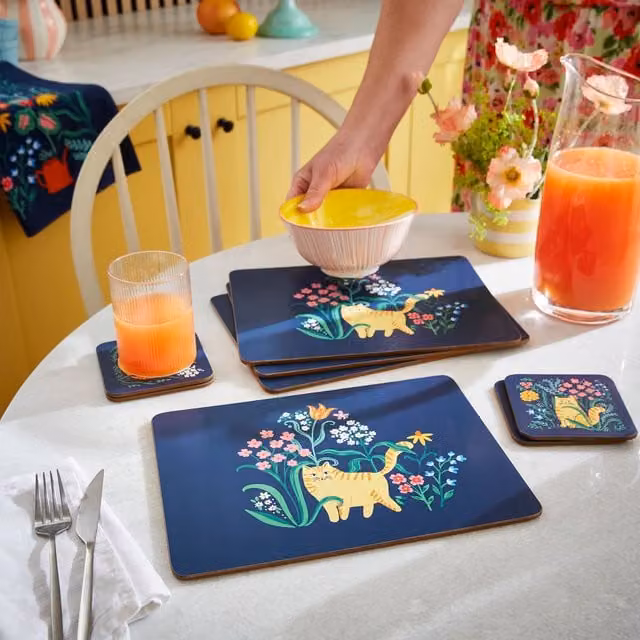 Ulster Weavers Marmalade Meadow Floral MDF Placemats, Pack of 4, Blue – 1