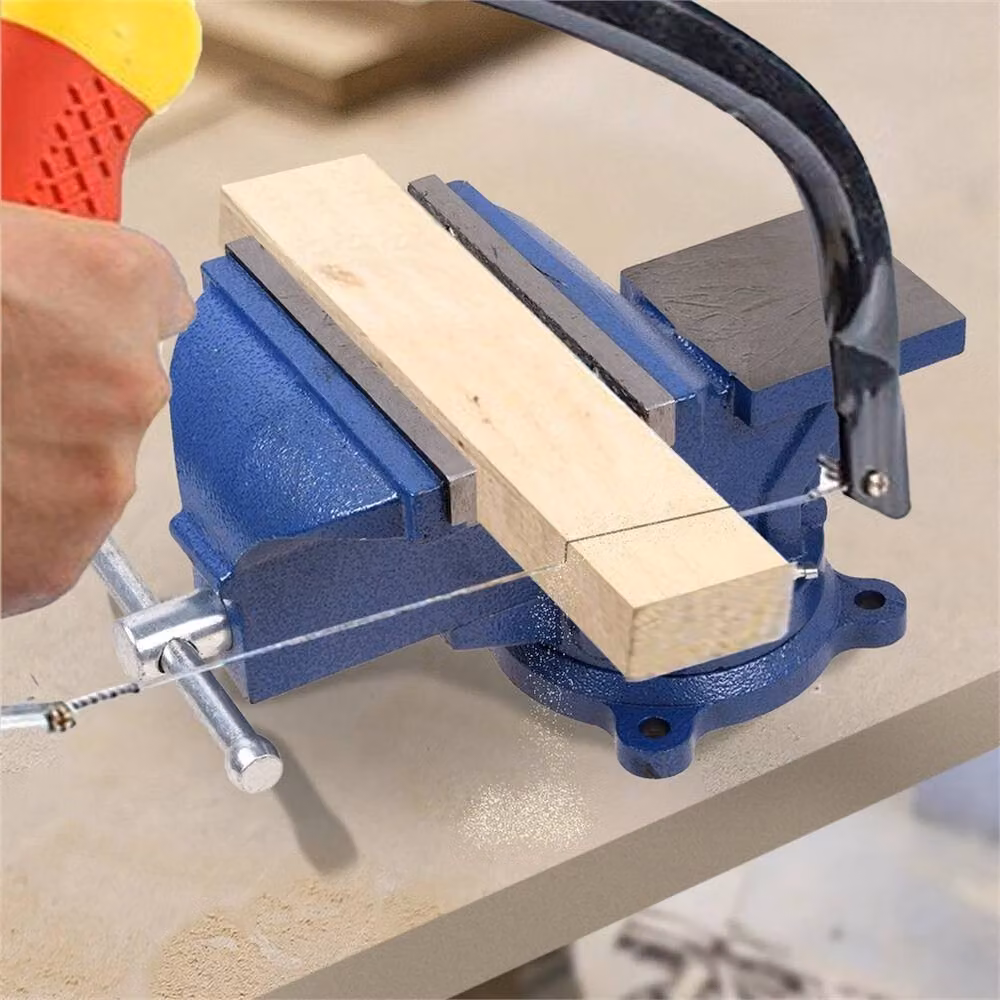 Kelvenix 6 inch Heavy Duty Engineer Vice with Swivel Base in Blue – 5