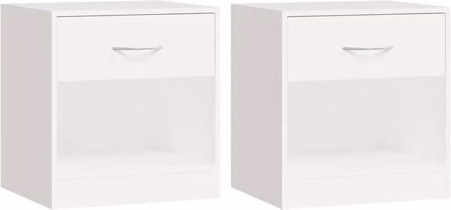 Berkfield Home Set of 2 Modern White Nightstands with Drawer