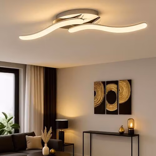 Globo Lighting Nabro Integrated LED Semi Flush Ceiling Light in Chrome and Silver – 2