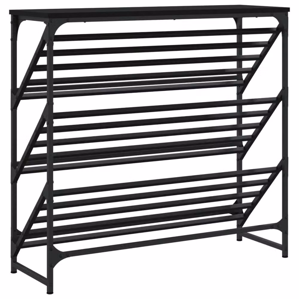 Berkfield Home Black Shoe Rack W/D/H: 90 x 30 x 85 cm – 6