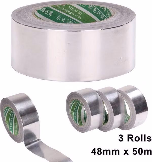 FLAVORA 3 Rolls of Silver Aluminium Foil Tape, Width: 48 mm, Length: 50 m – 1