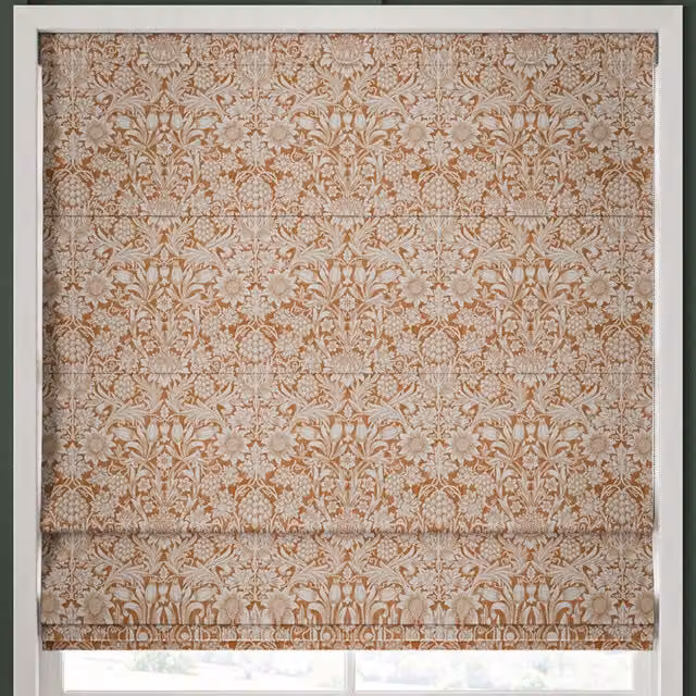 William Morris At Home Sunflower Made to Measure Blackout Roman Blind in Madder Orange Floral Pattern