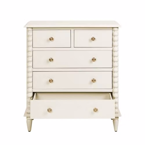 Statement Furniture Cromwell 2 Over 3 Chest of Drawers in Cream, W: 80 cm, H: 90 cm, D: 46 cm – 2