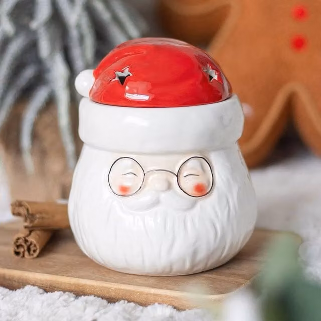 Uniqueful Santa Claus Shaped Ceramic Oil Burner and Wax Warmer in Multicolour