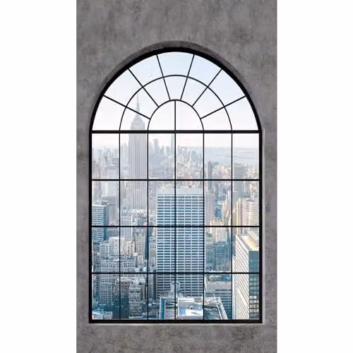 Grandeco New York Window Textured Mural in Grey and Multicolour, W: 280 cm, H: 159 cm – 4