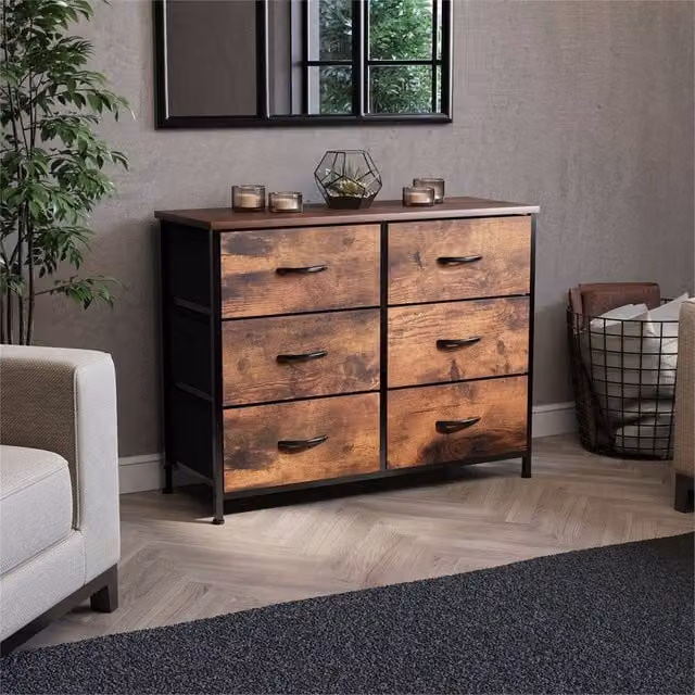 Kelvenix Modern 6 Drawer Chest of Drawers in Brown – 1