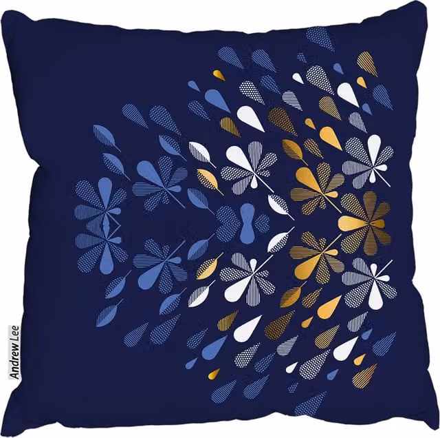 Andrew Lee Blue Autumn Print Square Cushion, W: 60 cm, H: 60 cm