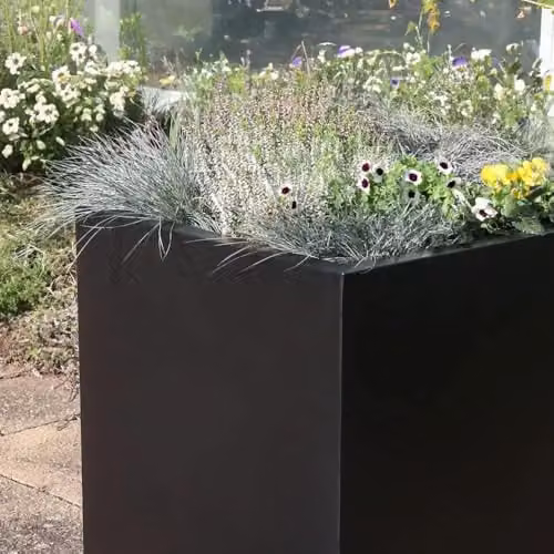 Tulipy Galvanised Steel Square Planter, Matte Black, W: 50 cm, D: 50 cm, H: 50 cm – 2
