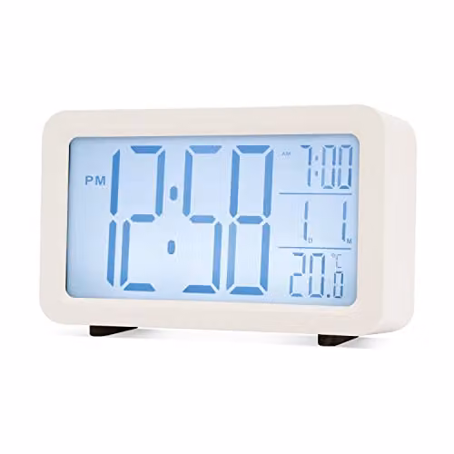 Acctim Harley Superbrite Modern Digital Alarm Clock in White