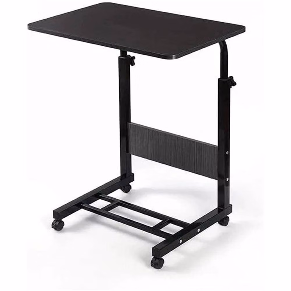 FORGEVIO Height Adjustable Laptop Desk with Black Metal Sled Base and Black MDF Laminate Top – 2