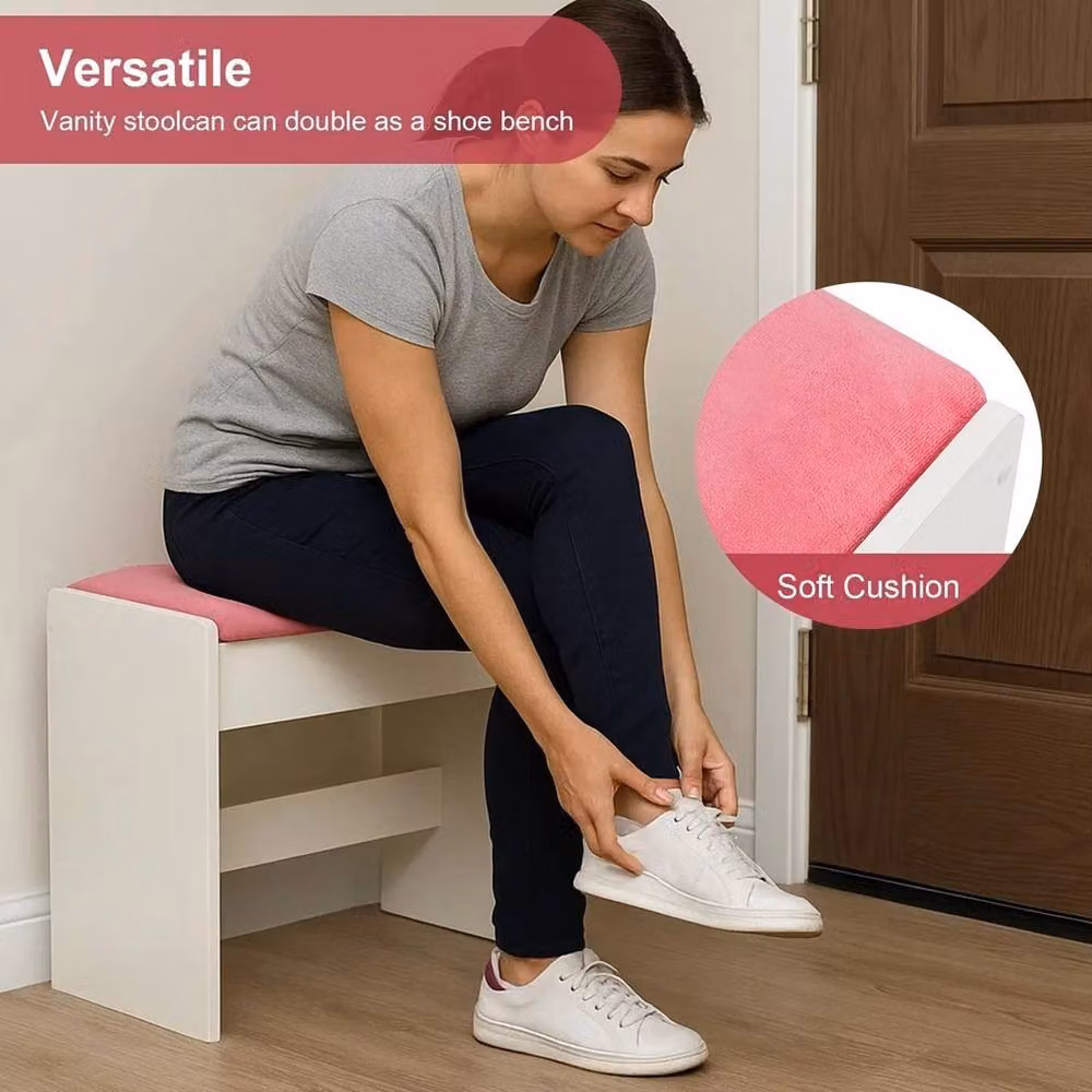 Havendro Padded Dressing Stool in White – 2