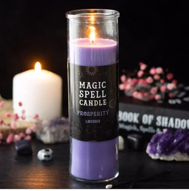 KDMD Prosperity Lavender Spell Candle for Abundance and Growth, Purple Floral Pillar Votive – 1