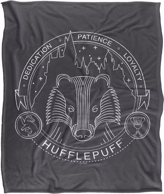 Warner Bros. Harry Potter Hufflepuff Line Art Badge Super Soft Fleece Throw Blanket, Multicolour, W/D/H: 91 x 147 cm – 6
