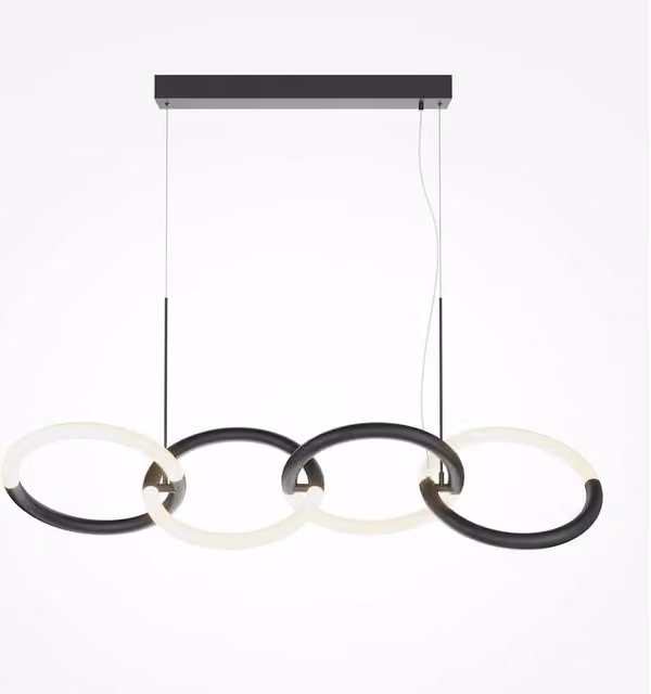 Maytoni Node Modern 4 Light Bar Pendant in Black and Gold/Brass with Warm White LED 3000K