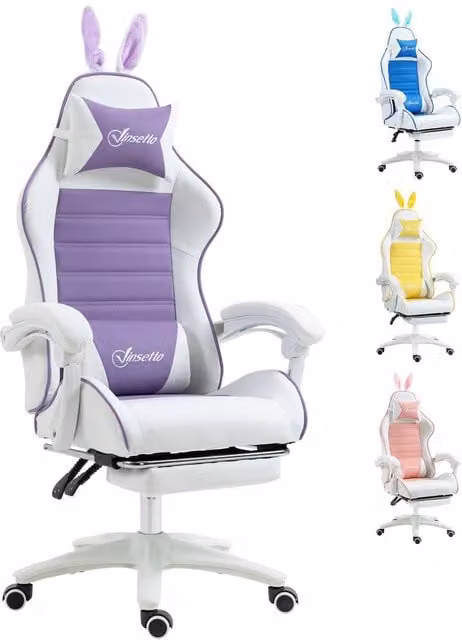 Rolipo Ergonomic Reclining Gaming Chair with Lumbar Support, Headrest and Armrests in Purple – 1