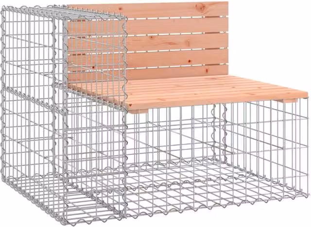 Berkfield Home Gabion Design Garden Bench in Light Brown Solid Douglas Wood W/D/H: 92 x 71 x 65.5 cm