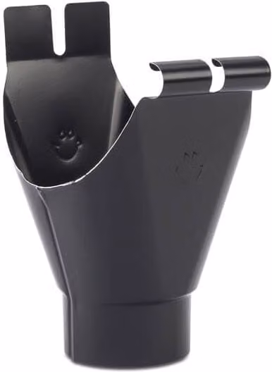 Galeco Black Galvanised Steel Half Round Gutter Running Outlet, 120mm
