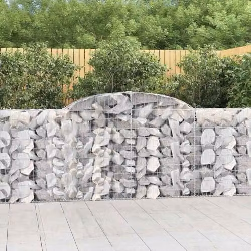 vidaXL Set of 8 Arched Gabion Baskets in Silver Galvanised Steel, W: 300 cm, D: 30 cm, H: 100/120 cm