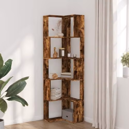 vidaXL 5-Tier Corner Bookcase in Brown, W/D/H: 50 x 50 x 179 cm – 2