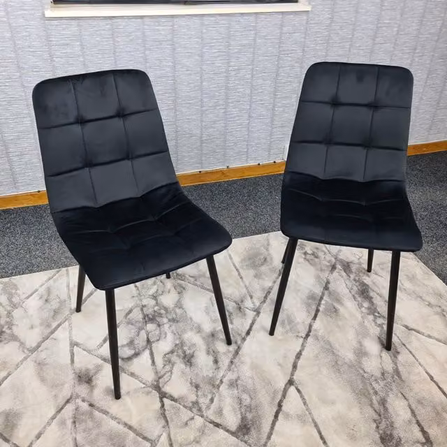 Kosy Koala Set of 2 Black Velvet Tufted Dining Chairs – 2