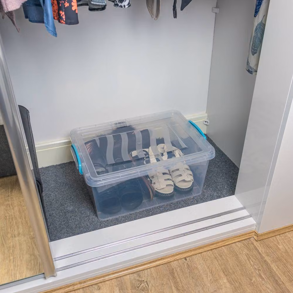 JVL Set of 3 Transparent Plastic Clip Lid Storage Boxes, 25L Each – 2
