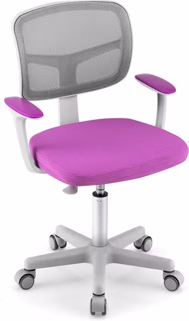 Costway Swivel Task Chair for Children in Pink and Purple with Armrests and Castors