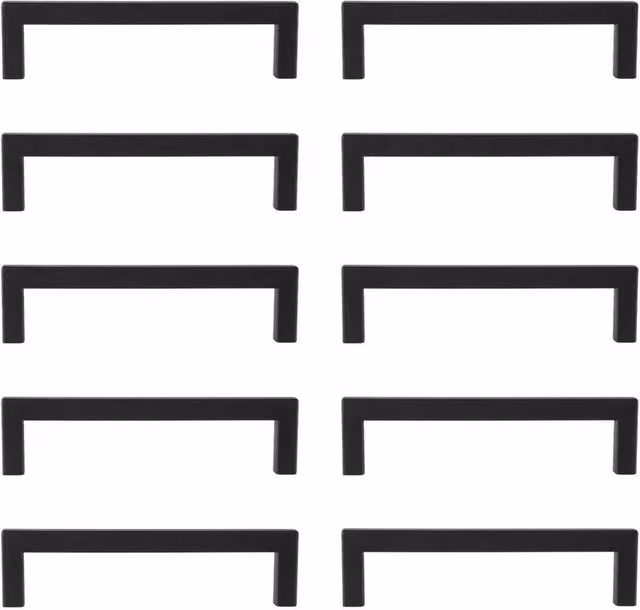 NESTLUNE 10 Pack Matt Black Stainless Steel Bar Kitchen Cabinet Handles