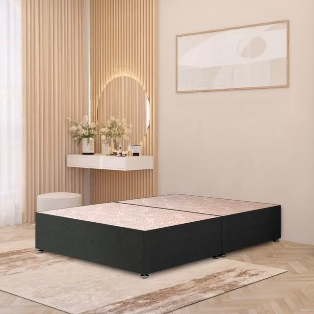Somnior Beds Ltd Modern Upholstered Divan Bed Base with Drawers in Anthracite Grey, W/D/H: 120 x 200 cm