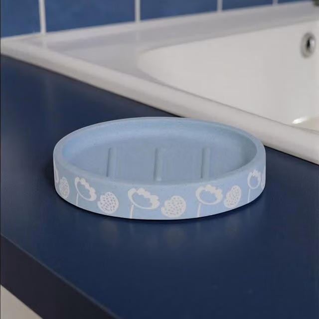 Showerdrape Buttercup Light Blue Floral Soap Dish