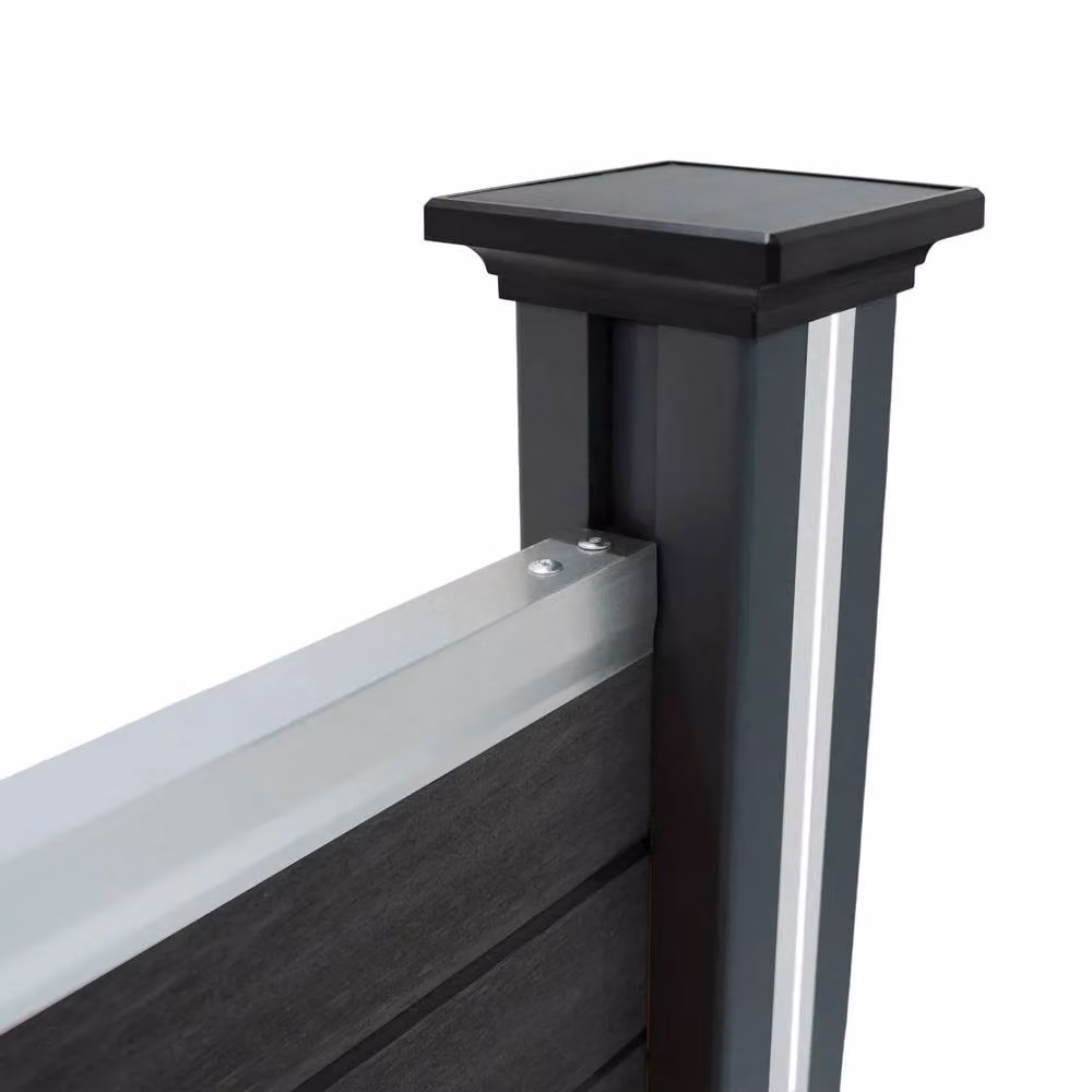 Monstershop Grey Composite Fence Panels and LED Posts W/H: 17 x 6 ft – 6
