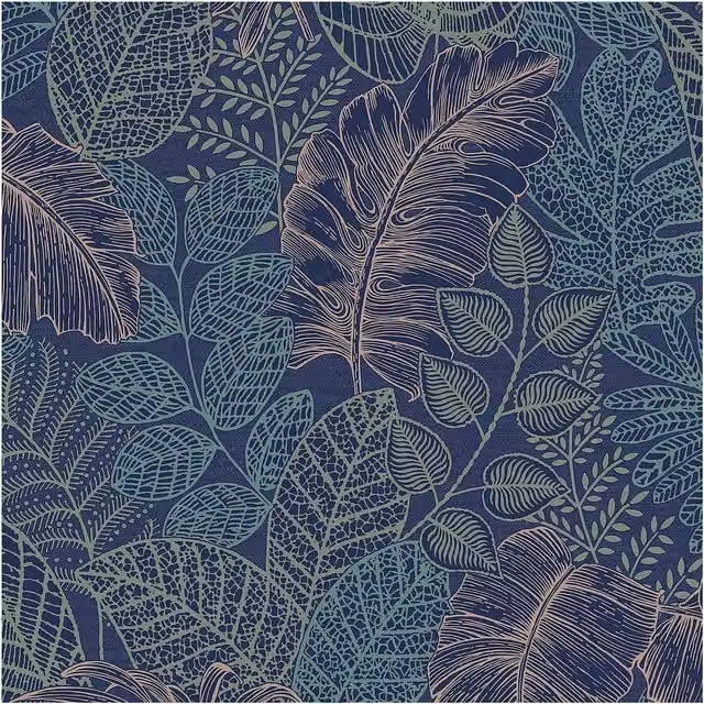Superfresco Easy Scattered Leaves Floral Blue and White Botanical Wallpaper, W: 52 cm x L: 1000 cm