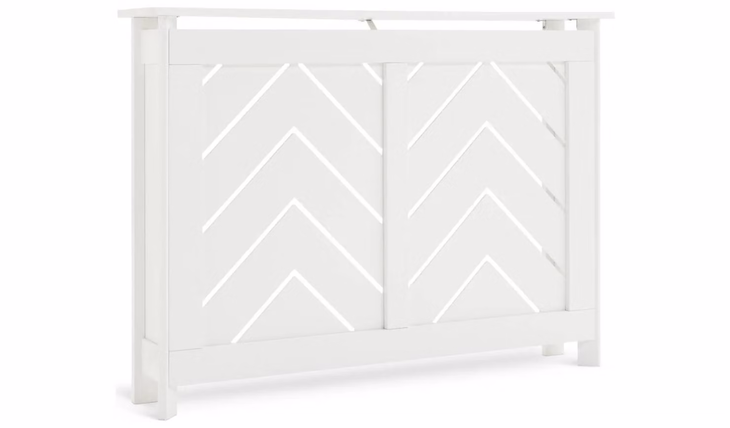 Habitat Chevron Geometric Modern Radiator Cover in White Lacquered Wood, W/D/H: 109.0 x 21.0 x 81.5 cm