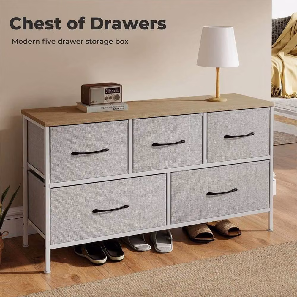 Kelvenix 5 Drawer Chest of Drawers and Bedside Storage Organiser in Grey, W/D/H: 100 x 100 x 100 cm – 2