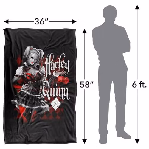 Warner Bros. Batman Arkham Knight Harley Quinn Dice Silky Touch Super Soft Fleece Throw Blanket, Multicolour, W: 91.44 cm x L: 147 cm – 4