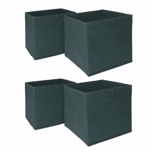 OHS Set of 4 Fabric Collapsible Storage Boxes in Green, W/D/H: 27 x 27 x 27 cm – 1