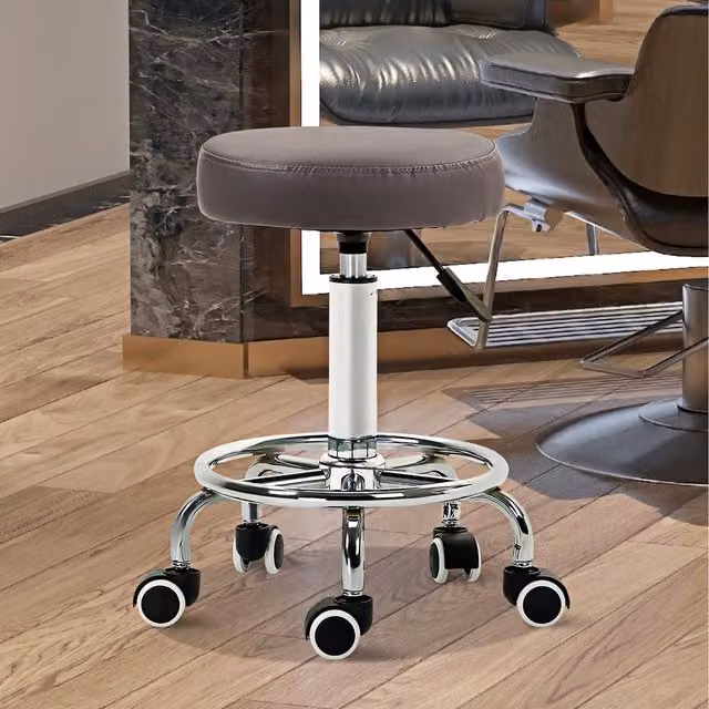 Vinsetto Round PU Leather Stool in Grey