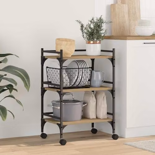 vidaXL Kitchen Trolley in Artisan Oak, W/D/H: 50 x 35 x 75.5 cm – 2
