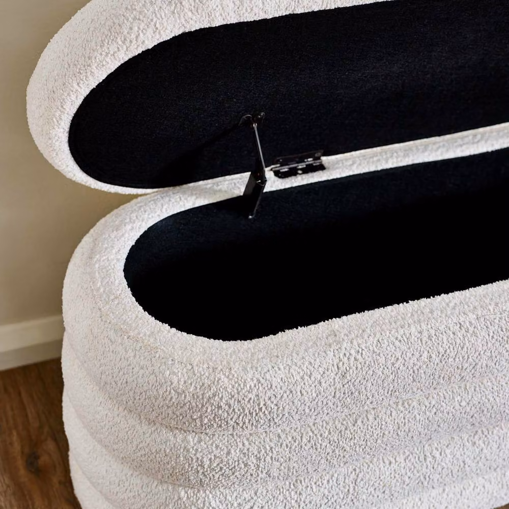 Cheshire Premium Belleford Upholstered Ottoman Storage Bench in Beige Boucle – 3