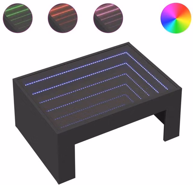 Berkfield Home Infinity LED Coffee Table in Black, W/D/H: 70 x 50 x 30 cm