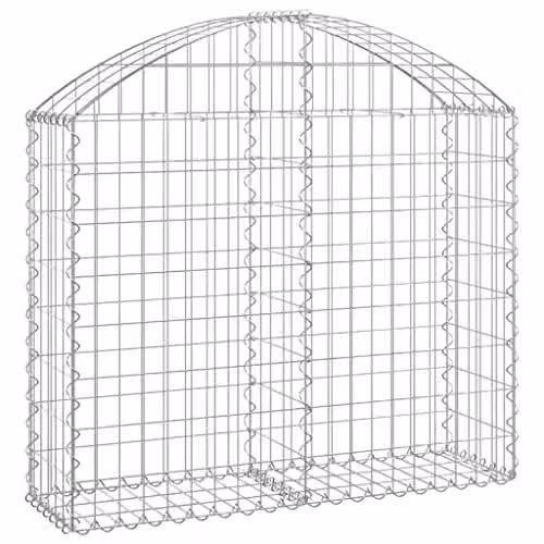 vidaXL Arched Gabion Basket in Silver Galvanised Steel, W/D/H: 100 x 30 x 80 cm