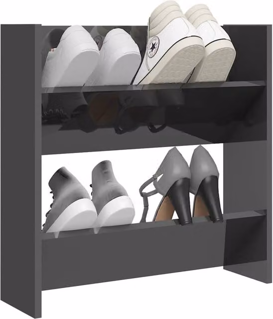 Berkfield Home Wall Mounted High Gloss Grey Shoe Cabinet W: 60 cm, D: 18 cm, H: 60 cm